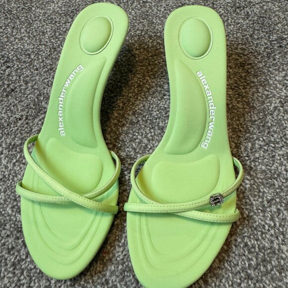 Alexanderwang Dahlia crystal-embellished leather mules - 38/38.5 - NEW - LIME - Picture 3 of 5
